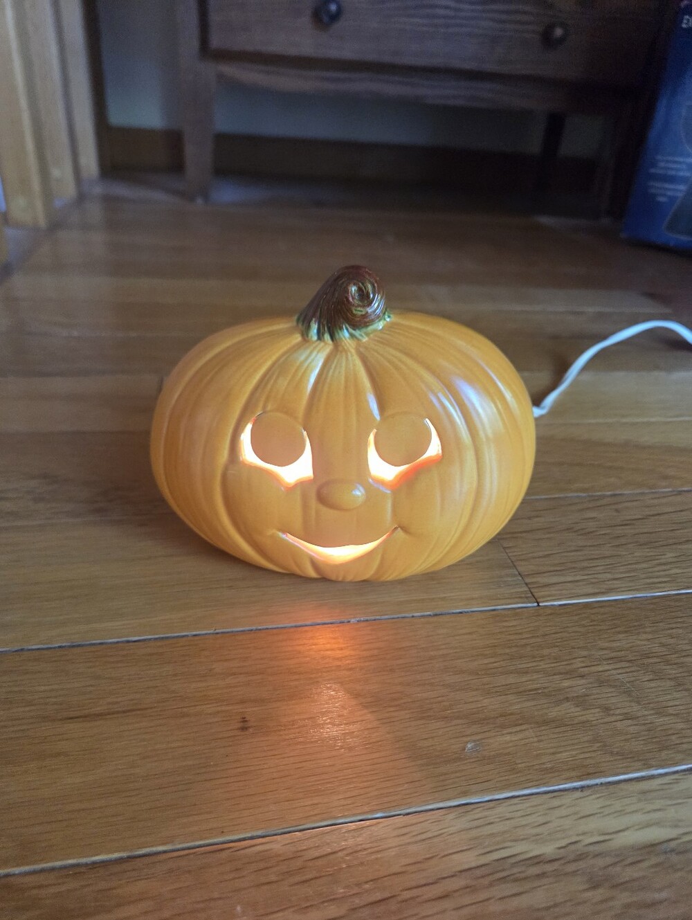 Vintagw Orange Ceramic Jack-O'-Lantern Accent Light